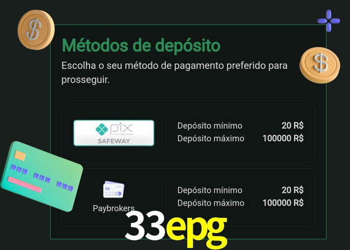 O cassino 33epg oferece uma grande variedade de métodos de pagamento
